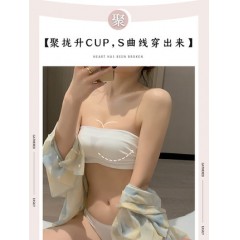 抹胸式内衣女小胸聚拢无肩带防滑裹胸防走光调整型上托文胸罩套装